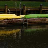 floats holding kayaks